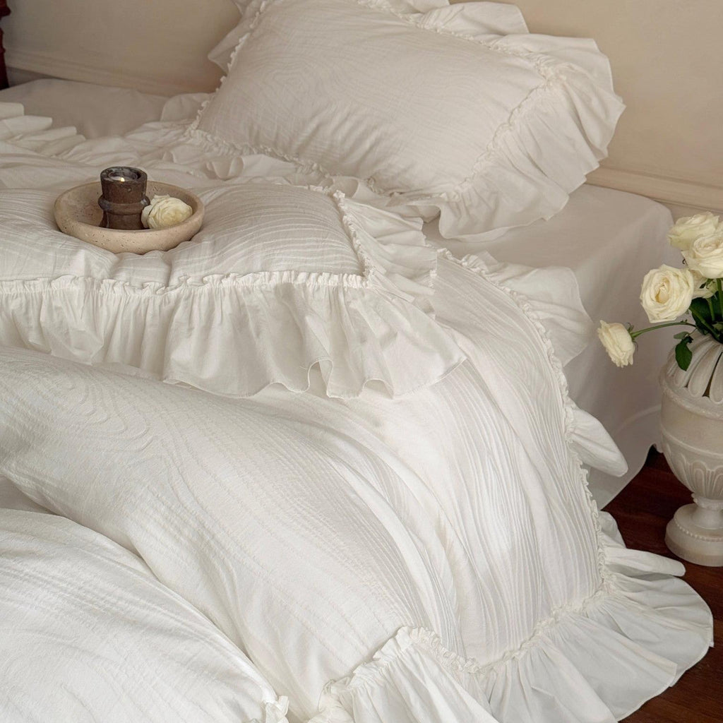 Soft-Grain Jacquard Cotton Ruffle Bedding