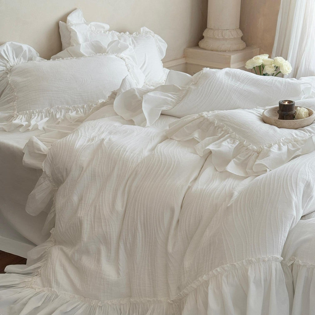 Soft-Grain Jacquard Cotton Ruffle Bedding