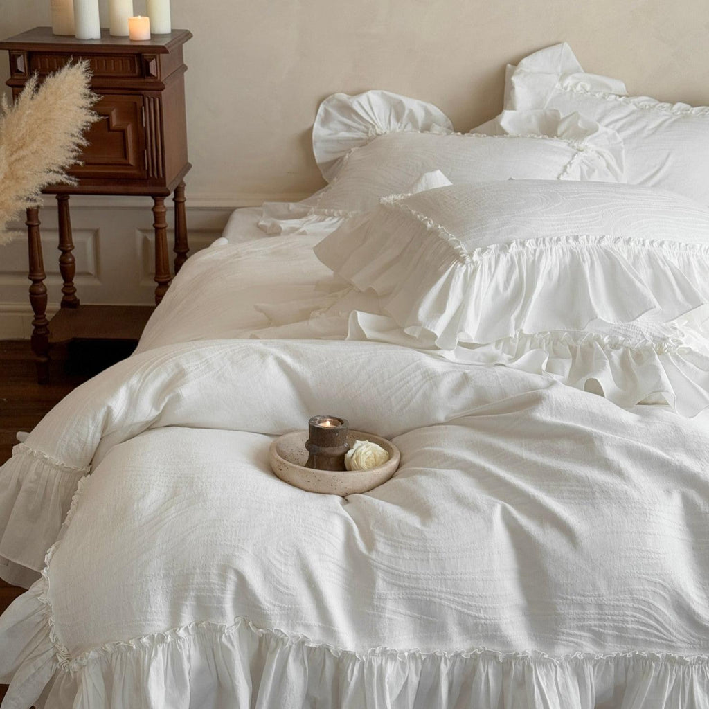 Soft-Grain Jacquard Cotton Ruffle Bedding