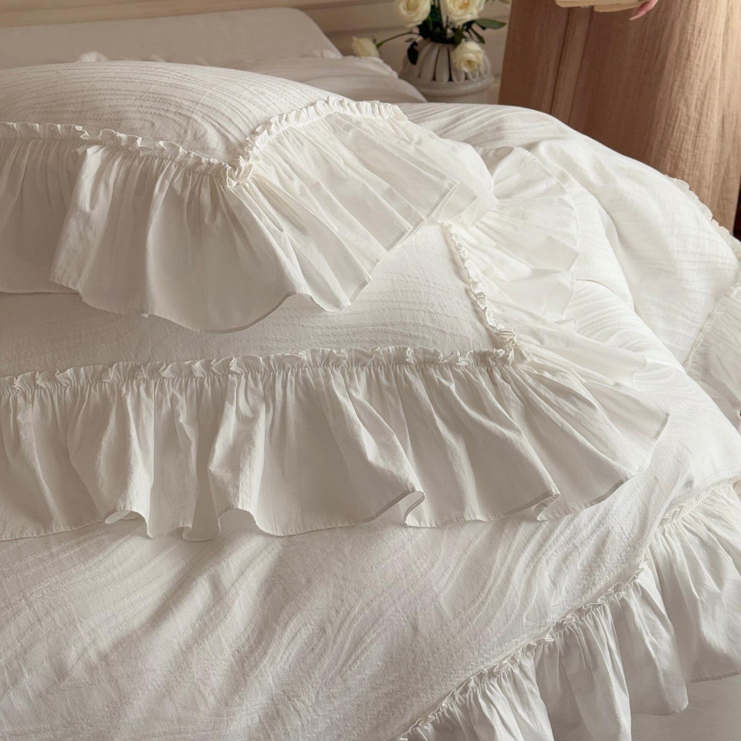Soft-Grain Jacquard Cotton Ruffle Bedding