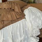Earth-Tone Brushed Sateen Lace Ruffle Bedding Set