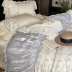 Butterfly Jacquard Cotton Sateen Ruched Ruffle Bedding Set