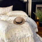 Butterfly Jacquard Cotton Sateen Ruched Ruffle Bedding Set