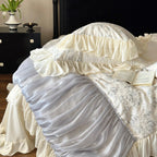 Butterfly Jacquard Cotton Sateen Ruched Ruffle Bedding Set