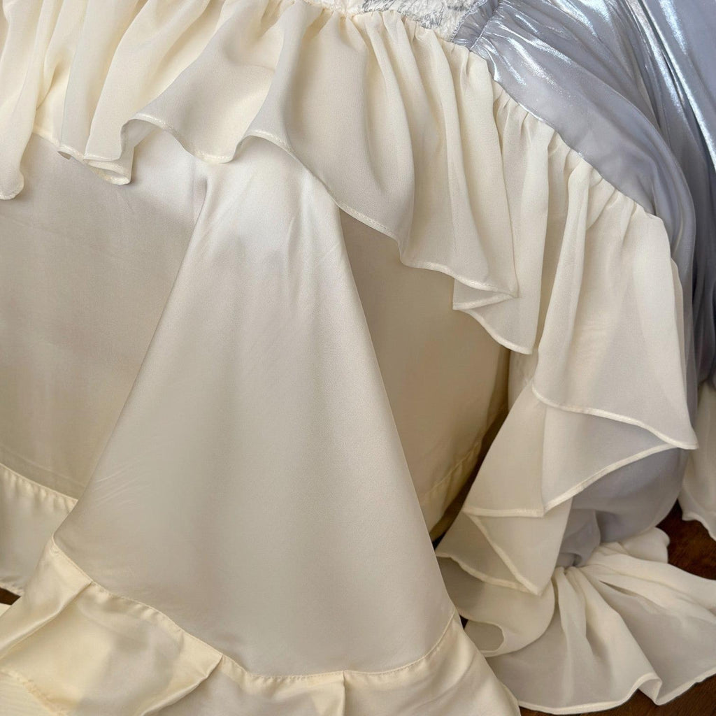 Butterfly Jacquard Cotton Sateen Ruched Ruffle Bedding Set