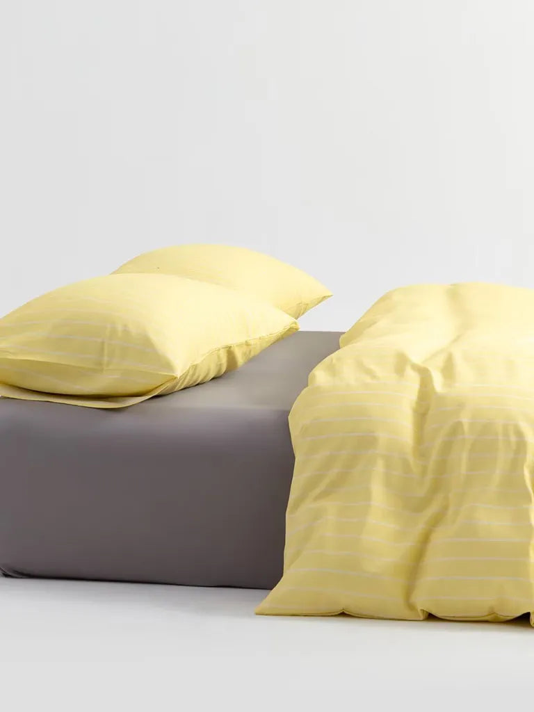 Yellow Pinstripe Cotton Duvet Cover