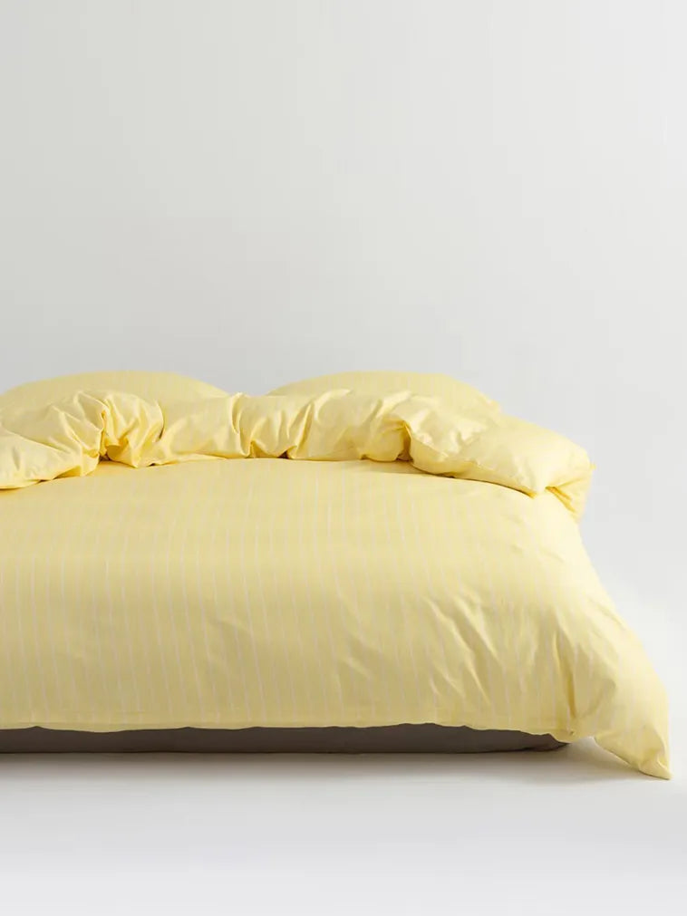 Yellow Pinstripe Cotton Duvet Cover