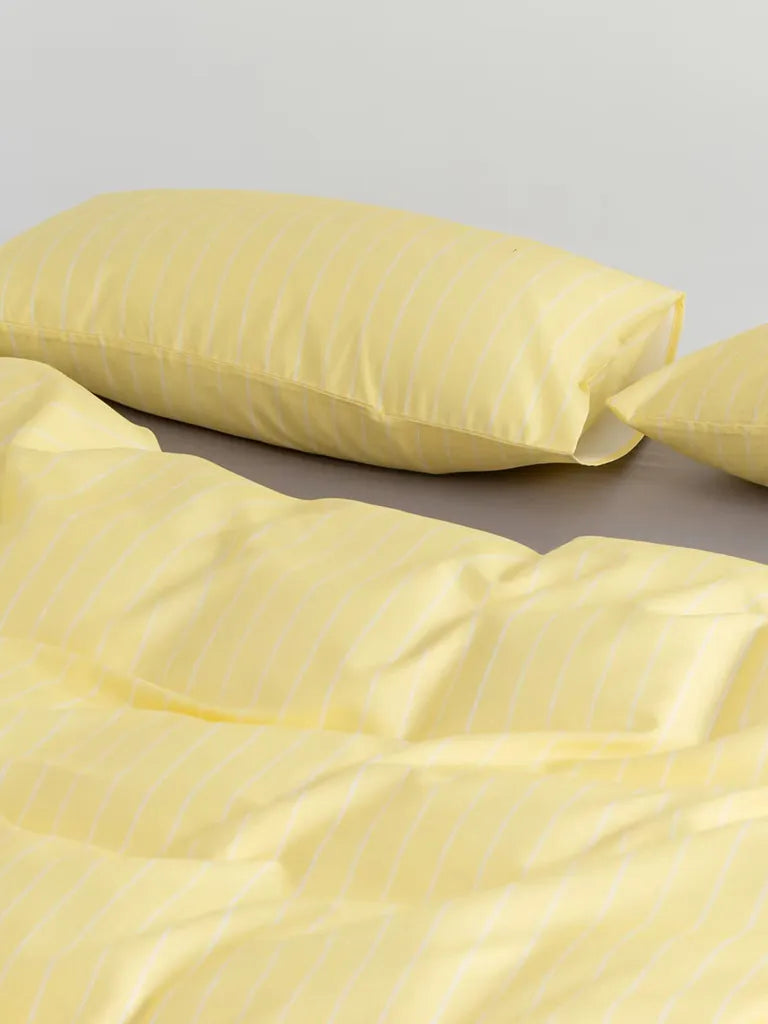 Yellow Pinstripe Cotton Duvet Cover